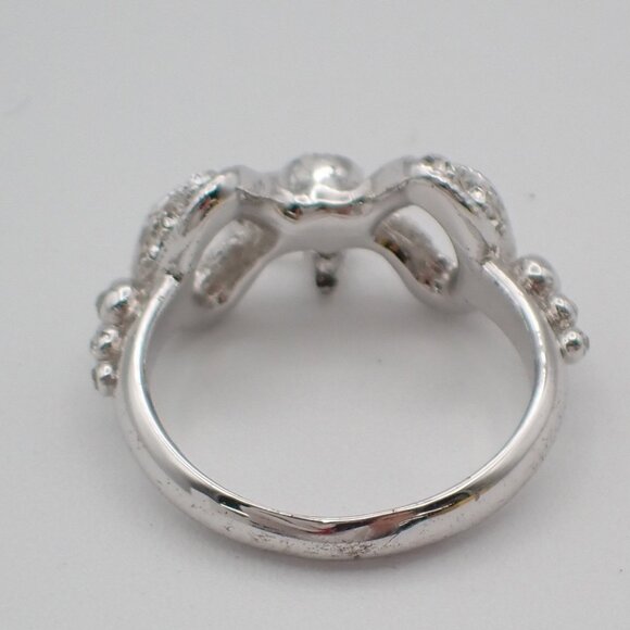 Dior Logo Rhinestone Bow Ring Silver Plated Accessory 09EF811 - Picture 13 of 15